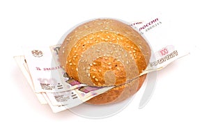 Sandwich with russian rubles photo