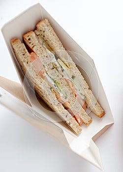 Sandwich with salmon closeup