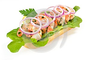 Sandwich with shrimps
