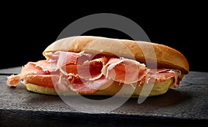 sandwich with sliced spanish iberico ham
