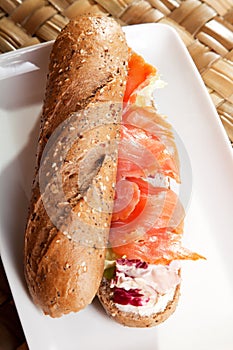 Sandwich with smoked salmon