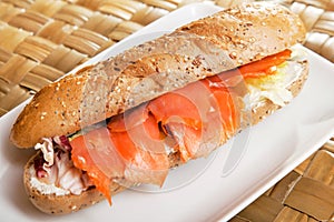 Sandwich with smoked salmon