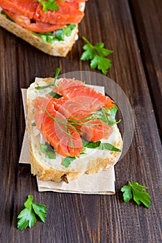 Sandwich with smoked salmon