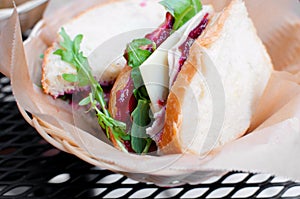 Sandwich with smoked turkey and cranberry sauce