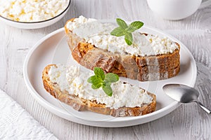 Sandwich with soft cottage cheese