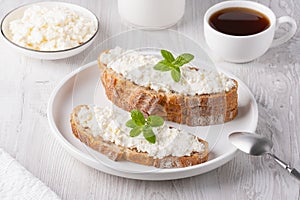 Sandwich with soft cottage cheese