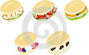 The various icons of sandwich