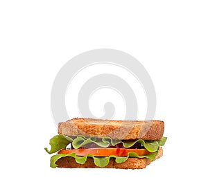 Sandwich with Tomatoes, Ham and Cheese isolated on white