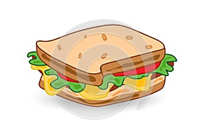 Sandwich vector flat design, bread and chesse