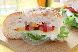 Sandwich with vegetables and cheese