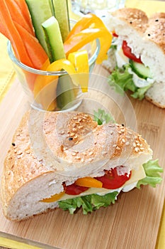 Sandwich with vegetables and cheese