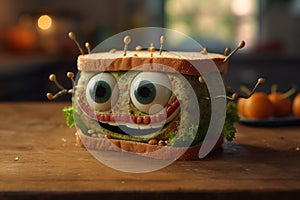 Sandwich with vegetarian filling, cutlet. Out-of-date food. Generative AI