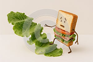 The sandwich was frightened by the lettuce.