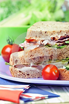 Sandwiches with bacon, lettuce and tomato