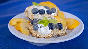 Sandwiches with cream cheese and blueberries