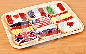 Sandwiches with flags of countries