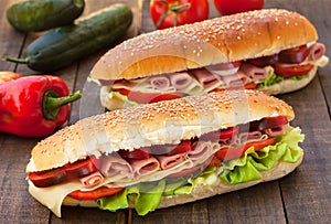 Sandwiches with ham and cheese