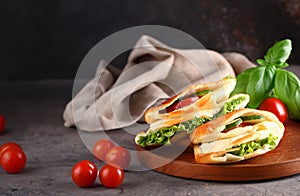 sandwiches with salad, cheese and vegetables