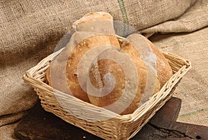 Sandwiches in a wicker basket photo