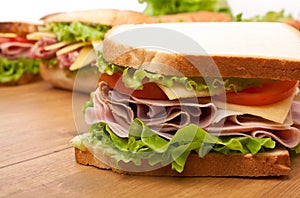 Sandwiches on a Wooden Table