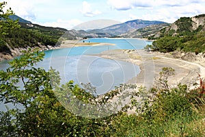 Sandy banks of the Ubaye River, Hautes-Alpes, France photo