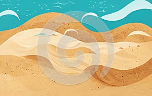 sandy beach abstract art cartoon style storyboard