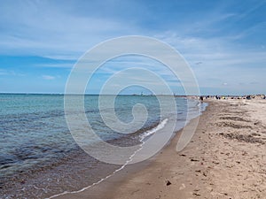 Sandy beach on the Baltic Sea coast in WarnemÃ¼nde