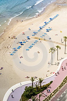 Sandy beach and bars at Benidorm