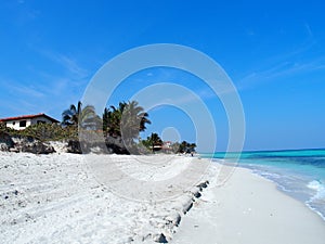 Sandy beach at Caribbean Sea in Varadero city in Cuba