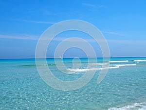 Sandy beach at Caribbean Sea in Varadero city in Cuba