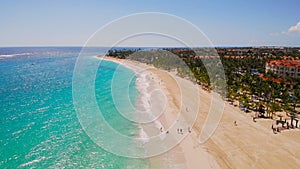 Sandy beach, clear waters of Caribbean Sea