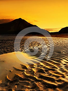 Sandy Beach Coast Sunset Norway