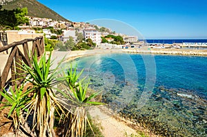 Sandy beach crystal clear water, Cala Gonone Orosei, Sardinia, Italy