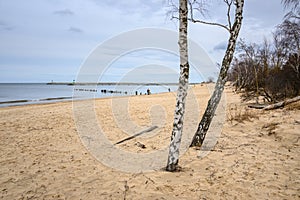 Sandy beach in Gorki Zachodnie on the Baltic Sea.