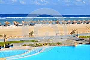 Sandy beach at hotel in Marsa Alam - Egypt photo