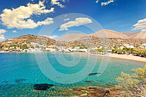 The sandy beach Kini in Syros, Greece photo