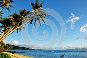 Sandy beach in Lavena village on Taveuni Island, Fiji