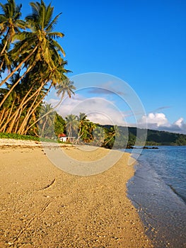 Sandy beach in Lavena village on Taveuni Island, Fiji