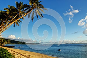 Sandy beach in Lavena village on Taveuni Island, Fiji