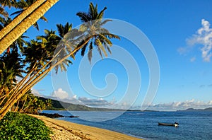 Sandy beach in Lavena village on Taveuni Island, Fiji