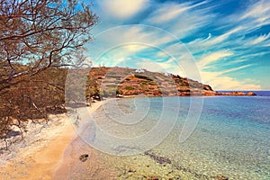 The sandy beach Lotos in Syros, Greece