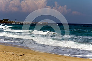 Sandy beach of Nissi Beach, on Cyprus island