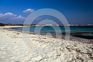 Sandy beach of Nissi Beach, on Cyprus island