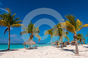Sandy beach Playa Sirena of the island of Cayo Largo, Cuba. Copy space for text. photo