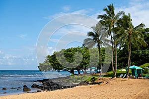 Sandy Beach in Princeville Kauai, Hawaii photo