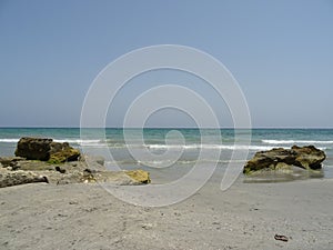 Sandy beach in Santa Pola, Alicante. Spain