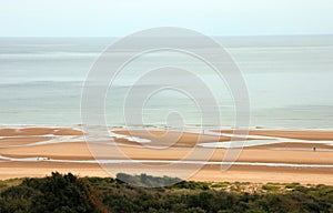 Sandy beach scene of the Normandy landings of the allies in France