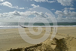 Sandy beach and seafront at Bournemouth in Dorset