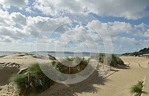 Sandy beach and seafront at Bournemouth in Dorset