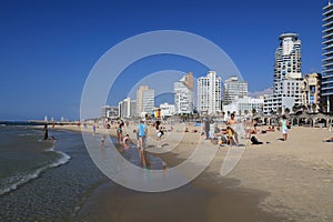 Sandy beach in Tel Aviv, Israel